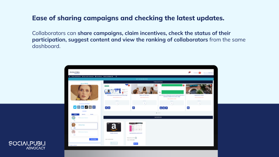 screenshot of SocialPubli Advocacy